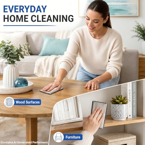 MAQIHAN Microfiber Applicator Pad - 4PCS Microfiber Pads Detailing Sponge, 5x4 Inch Car Interior Detailing Kit for Leather Sofa Shoes Bags, Car Wash Sponge for Household Cleaning