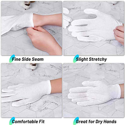 Cotton Gloves for Dry Hands, Paxcoo 20 Pairs Large White Cotton Gloves for Cosmetic Moisturizing and Inspection (Pack of 2) - size: 40 Count (Pack of 2)