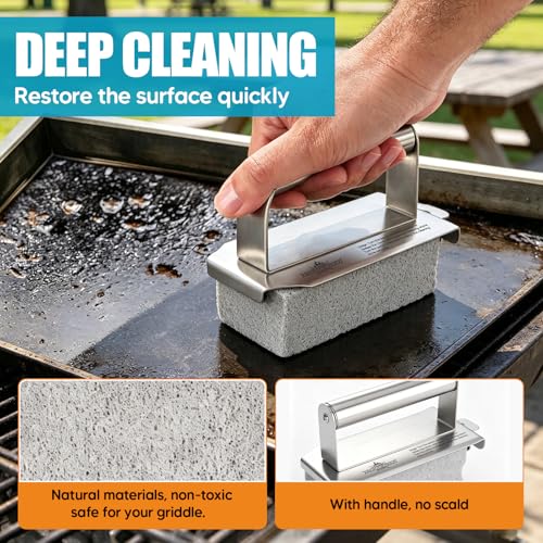 XUDAKAIXIN Premium Griddle Cleaning Kit for Blackstone, Flat Top Grill Cleaning Kit with Grill Brick, Scouring Pads & Scraper – Easy to Remove Grease and Residue
