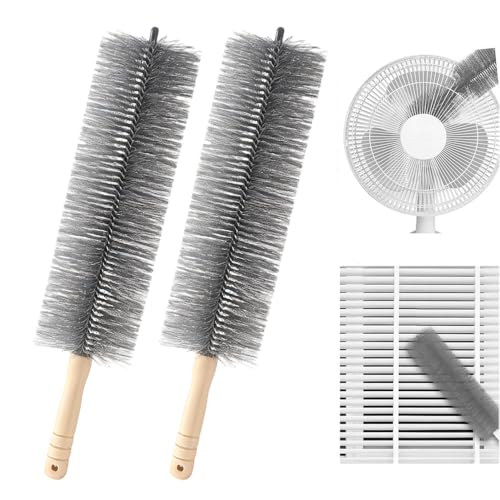 Fan Cleaning Brush, Microfiber Duster for Electric Fan and Blind, Reusable Cobweb Dust Collector, Non-Disassembly Cleaning (Grey, 2 PCS) - color: Grey , 2 Pcs