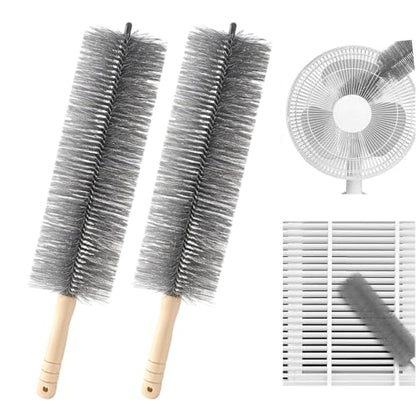 Fan Cleaning Brush, Microfiber Duster for Electric Fan and Blind, Reusable Cobweb Dust Collector, Non-Disassembly Cleaning (Grey, 2 PCS) - color: Grey , 2 Pcs