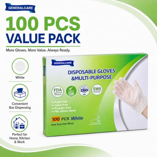 Disposable Plastic Gloves Food Handling Service Gloves Disposable For Cooking - style: White100pcs