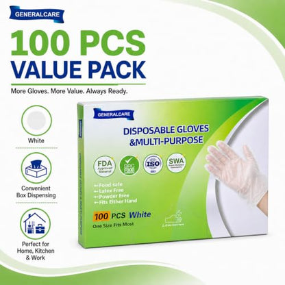 Disposable Plastic Gloves Food Handling Service Gloves Disposable For Cooking - style: White100pcs
