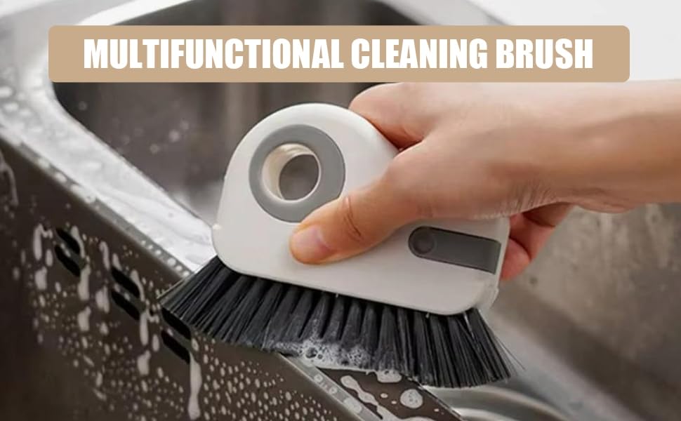 Crevice Cleaning Brush Set for Window Tracks & Tight Spaces - 2-in-1 Tool with Scraper & Dustpan, Hard Bristle Brush for Detail Cleaning A - size: A