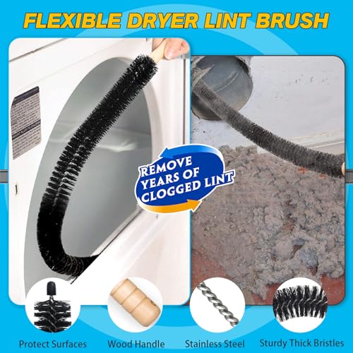 Sealegend Dryer Vent Cleaner Kit - Vacuum Hose Attachment & Lint Brush,Dryer Vacuum Hose Attachment Fit Most Vacuums and Dryer, Refrigerator Coils & Behind Appliances, Black - color: Black