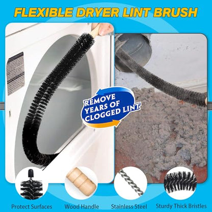 Sealegend Dryer Vent Cleaner Kit - Vacuum Hose Attachment & Lint Brush,Dryer Vacuum Hose Attachment Fit Most Vacuums and Dryer, Refrigerator Coils & Behind Appliances, Black - color: Black