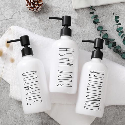 HOMCDALY Shampoo and Conditioner Dispenser Set of 3, 21oz Shower Soap Bottles with Pump, Refillable Shampoo Conditioner Body Wash Dispenser, Bathroom Shower Shampoo Bottles, shampoo container(P-White) - color: White-21oz