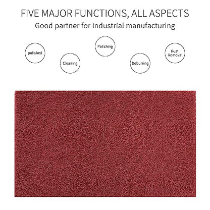 Scuff Pads - 10Pcs Scouring Pad 7447 - Very Fine Grade Hand Pads General Purpose Sanding Hand Pads 200 x 125mm/8" x 5" - color: 5 Red+5 Green