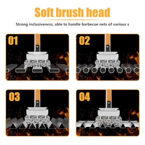 Replacement Brush Head for Bristle Free Grill Brush Compatible with HOUSE AGAIN Grill Cleaner,304 Stainless Steel Mesh+Safe Silicone Sponge Spinning Design Full-Angle Clean,Sturdy/Heat Resistant-3pcs - style: Replacement Head for Natural Wood