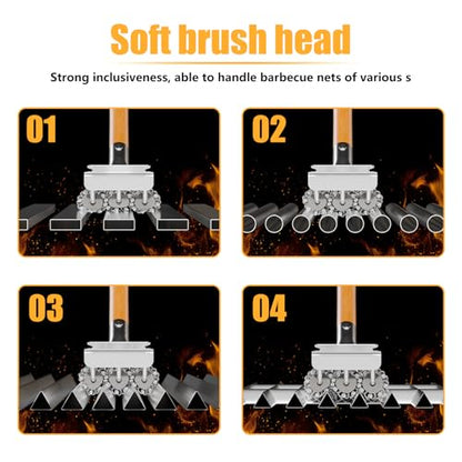 Replacement Brush Head for Bristle Free Grill Brush Compatible with HOUSE AGAIN Grill Cleaner,304 Stainless Steel Mesh+Safe Silicone Sponge Spinning Design Full-Angle Clean,Sturdy/Heat Resistant-3pcs - style: Replacement Head for Natural Wood
