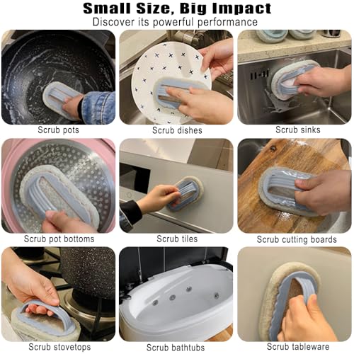 2PCS Magic Cleaning Sponge,Shower Cleaner Brush,Multi Function Handheld Cleaning Sponge Brush,for Kitchen and Bathroom Ideal for Glass Walls and Ceramics,Gery