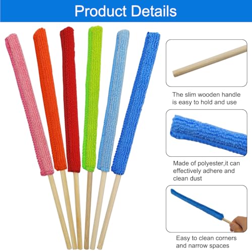 12 PCS Microfiber Detail Duster Sticks, Mini Duster Crevice Cleaning Tool for Car Air Vents, Blinds, Fans, Windows, Small Spaces, Gap Dust Cleaner, with 1 Detail Cleaning Brush