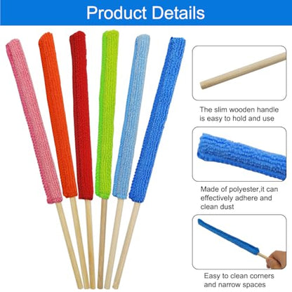 12 PCS Microfiber Detail Duster Sticks, Mini Duster Crevice Cleaning Tool for Car Air Vents, Blinds, Fans, Windows, Small Spaces, Gap Dust Cleaner, with 1 Detail Cleaning Brush