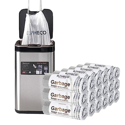 ELPHECO 2.5 Gallon Trash Bags │ 15 Liters Drawstring Garbage Bags │ Small Trash Bags For Bathroom Office Living Room Use │ Suitable For 1.5-4 Gallon Trash Can │ 18"×20" │ 180 Count / 18 Rolls │ A