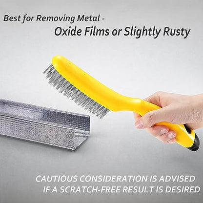 Stainless Steel Wire Brush 2 Pcs, 79 Bundles of bristles, 10.5" Plastic Contoured Handle, Heavy Duty Scratch for Cleaning Rust Dirt Before Welding, Dust and Paint Scrubbing (LWH-2SP)