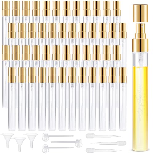 Mini Glass Spray Bottle 50pcs 10ml Clear Spray Bottle Empty, Fine Mist Refillable Mini Perfume Spray Bottle, Perfume Atomizer, Travel Spray Bottle For Hair, Small Empty Sample Containers Portable - style: Spray Bottle10ml-50P