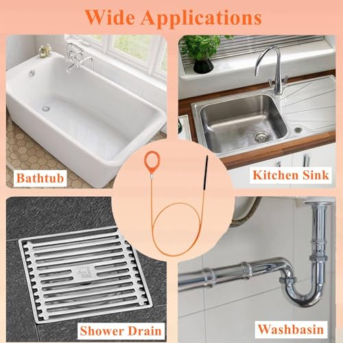 1/3pcs Extra Long Stainless Steel Drain Pipe Unclogging Hook,Nylon Coated-Suitable for Bathroom Sink, Bathtub/Shower Drain Pipes/Plumbing Accessory|Durable Nylon Material, Drain Cleaning Too (3pcs) - size: 3pcs