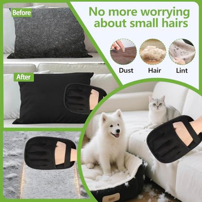 Electrostatic Pet Hair Remover Glove – Reusable Lint Roller Alternative for Furniture, Carpet & Clothes – Washable Dog & Cat Hair Brush with Strong Grip – No Sticky Refills Needed(1PCS)