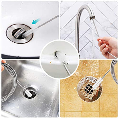 Long Drain Brush Flexible Feeding Tube Brush Slim Cleaning Brush Hose Pipe Brush - style: One Head White Color