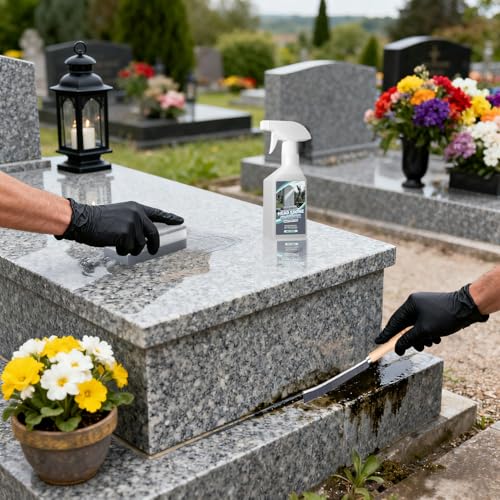 FUHSY 12-in-1 Electric Headstone Cleaning Kit, Multipurpose Gravestone Cleaner Set for Granite Stone Tombstones Includes Electric Brush,Crevice Brushes,Scraper,Sponge,Gloves, Cleaning Solution
