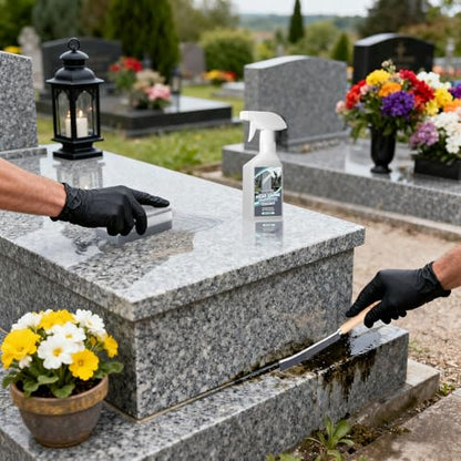 FUHSY 12-in-1 Electric Headstone Cleaning Kit, Multipurpose Gravestone Cleaner Set for Granite Stone Tombstones Includes Electric Brush,Crevice Brushes,Scraper,Sponge,Gloves, Cleaning Solution