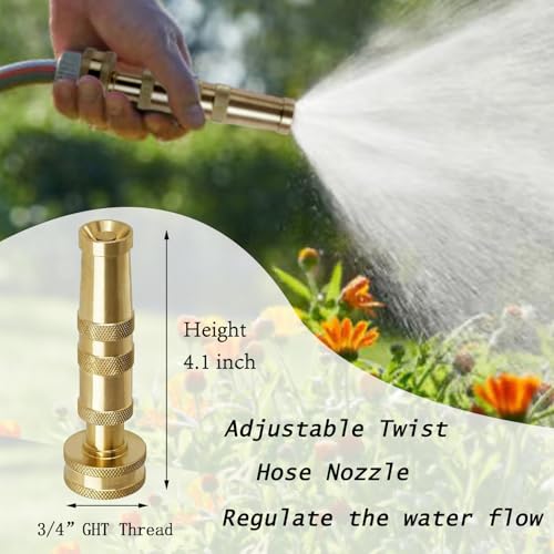 High-Pressure Brass Adjustable Twist Nozzle, Garden Hose Heavy Duty Nozzle Sprayer for Car Washing, Cleaning,Patio, Lawn,2-Pack ﻿ - size: 1.2*1.2*4