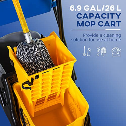Heavy-Duty Mop Bucket with Side-Press Wringer and Dual Water Separation for Efficient Floor Cleaning at Home or Work