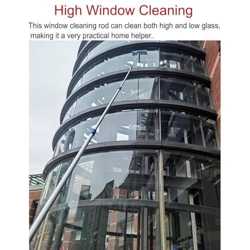 Commercial Professional Window Cleaning Tool, 3 in 1 High Window Washing Kit with Aluminum Pole & Fiber Duster, Window Cleaner Tools for Hard to Reach Outside/Housekeeping(9.5m/31.2ft) - size: 9.5m/31.2ft