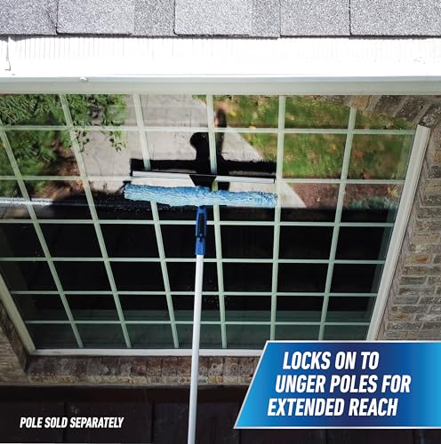 Unger Professional Connect and Clean 18” Proflex 2-in-1 Squeegee and Scrubber, High Access Window Cleaning Tool with Pivoting Head, Commercial and Residential Use, Reusable Microfiber Sleeve - style: ProFlex Window Cleaner II