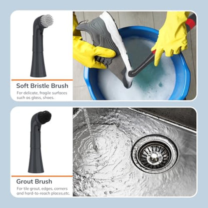 LifeBasis Replacement Brush Head Set Only for LifeBasis Electric Cleaning Brush, Only with 5 Replaceable Cleaning Brush Heads & 6 Cleaning Pads, for Cleaning Shower, Sinks, Kitchen Corner, Tile, Grout