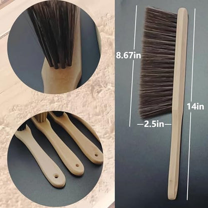Wooden Bench Brush with Soft Bristles – 2 Pack Wide Table & Counter Dusting Brush for Cleaning Crumbs, Lint, Clothing, Furniture, Kitchen Surfaces & Workbenche - color: Beige