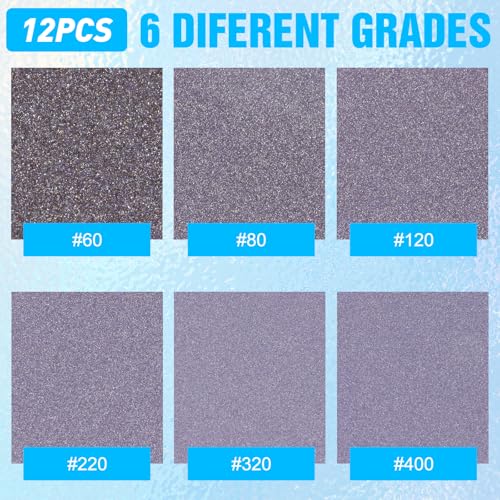12 Pack Sanding Sponge, Washable and Reusable Sanding Blocks 60 Grit Wet Dry Sand Paper for Wood Drywall Metal Furniture - size: 60 Grits