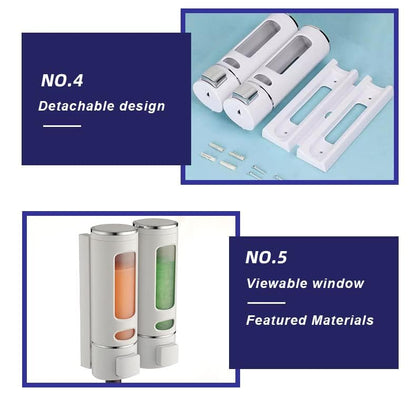 Liquid Soap Dispenser Wall Mount, 1 Chamber Bathroom Shower Pump Dispenser,Press Manually Lotion Soap Dispenser Use for Shampoo, Soap, Conditioner, Shower Gel, for Bathroom Kitchen Hotel (Gold) - size: 1 Chamber
