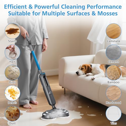 iSingo 6 Pack 3897A / 3712 Rotating Steam Mop Pads Replacement for Bissell SpinWave SmartSteam Scrubbing Steam Mop Cleaner 【Models 3897A/3712 ONLY】, Washable Reuseable Refill Pads - color: 2 Stripe+2 Grey+2 Orange