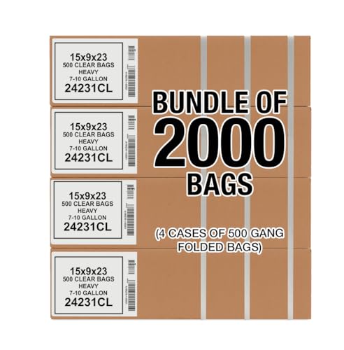 Aluf Plastics 7-10 Gallon 1 MIL Thick Clear Heavy Duty Trash Bags - 24" x 23" - Pack of 2000 - For Recycling, Kitchen, Contractor, & Outdoor - style: 7-10 Gal, 1 Mil, 1000 Count