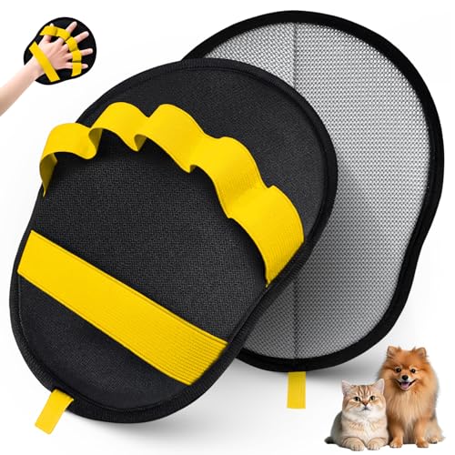 Pet Hair Removal Glove for Dogs & Cats, Reusable Washable Electrostatic Pet Hair Remover Glove, Pet Hair Mitt with Finger Straps for Couch, Carpet, Car Seats, Clothes, Furniture, Yellow - color: Yellow