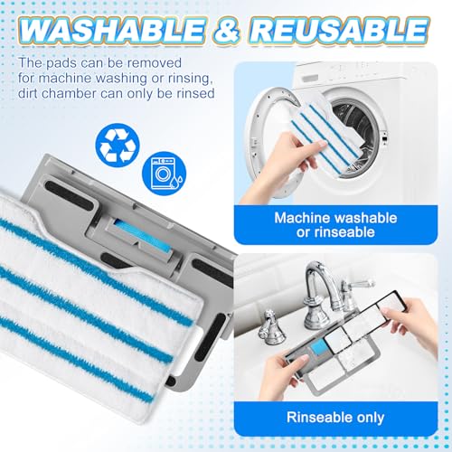 KEEPOW Reusable Replacement Pads Compatible with Shark VACMOP VM252 VM200 VM401 VM180 VM252GN VC205 VM250 VM200P12, Compatible with VACMOP Pads Refills for Hard Floor Cleaning, Blue&White, 4+2+1 Pack - color: 4+2+1 Pack(blue/White)