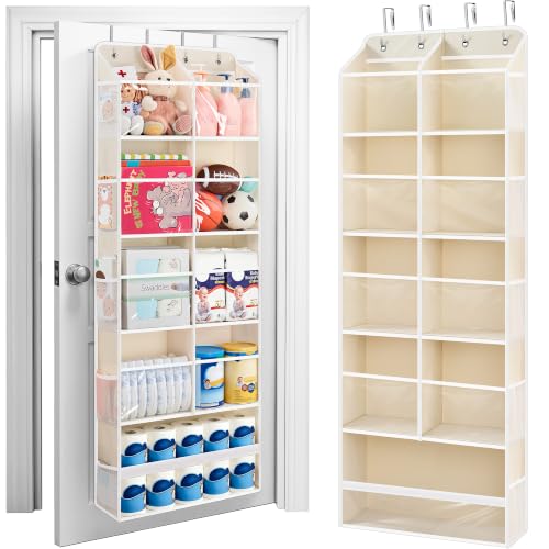 JARLINK Over the Door Organizer Storage, 5-Tier Extra Large Hanging Storage with 10 Mesh Pockets, 100 lbs Capacity Behind Door Storage for Bedroom, Bathroom, Pantry, Nursery, (Beige) - color: Beige, size: X-Large