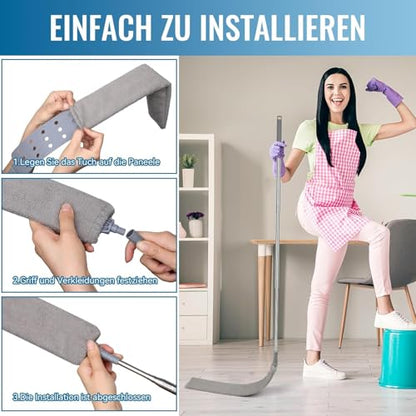 Retractable Gap Dust Cleaner Brush with Long Handle (30 to 100 inches), Cleaning Tools with 2 Microfiber Dusting Cloths, Extendable Duster for Cleaning Under Refrigerator Sofa Couch Bed Furniture