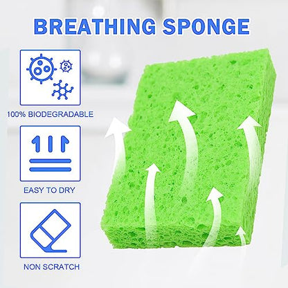 YoleShy 48 Pack Sponges Kitchen Natural Compressed Cellulose Sponges Durable Dish Sponge for Cleaning & DIY Reusable