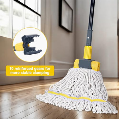 KeFanta Metal Mop Handle Commercial Heavy Duty,58" Industrial Mop Stick with Jaw Clamp,Wet Gripper Mops Head Replacement Holder for Floor Cleaning - color: Yellow