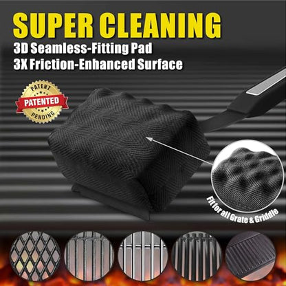 GRILLART Grill Brush Bristle Free, Replaceable BBQ Cleaning Pad (No Handle), Safe Replacement Cleaning Pad/Head for Cast Iron/Stainless Steel Grates - Dark Black - color: Dark Black