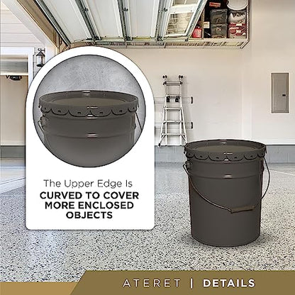 ATERET 5 Gallon Black Metal Bucket, Heavy Duty Durable Steel Open Head Pail with Handle for Outdoor and Household Use (12 Pack - Bucket Only) - size: 12pk - 5 Gal