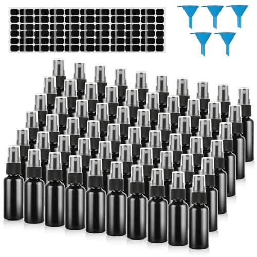 60 Pack 1 oz Spray Bottle, Black Spray Bottle with Small Fine Mist Spray and Plastic Cap, Refillable for for Essential Oils, Bath, Beauty, Hair & Cleaning - color: Black, size: 1 oz