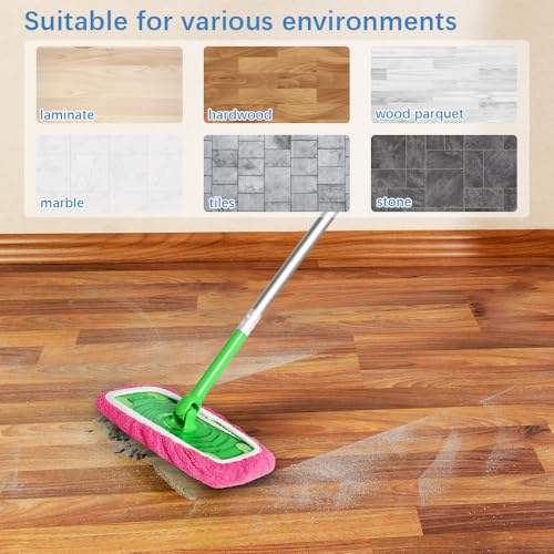 Microfiber Mop Pads - 3 Pack Reusable Washable Refills for Wet & Dry Floor Cleaning - Fits Most Standard Mops - Rose Pink Household Cleaning Pads - color: Rose Pink