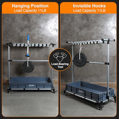 Mop and Broom Holder with Wheels - Keep Your Cleaning Tools Organized! (L) - size: Large