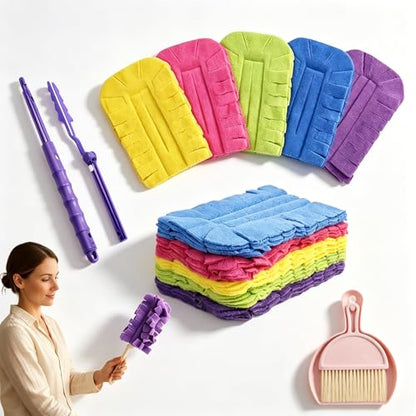 Chenille Duster Replacement Heads, Washable Reusable Chenille Microfiber Dust Duster, 360° Electrostatic Cleaning Pads for Multi-Surface Home, Blinds, Car, Furniture (Retractable) - color: Retractable