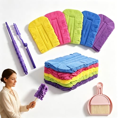 Chenille Duster Replacement Heads, Washable Reusable Chenille Microfiber Dust Duster, 360° Electrostatic Cleaning Pads for Multi-Surface Home, Blinds, Car, Furniture (Retractable) - color: Retractable