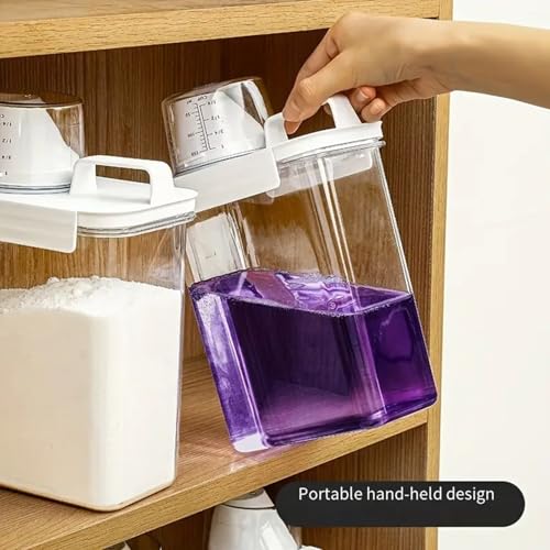 78oz Clear Laundry Detergent Dispenser, Double Sealed Storage Container with Wide Mouth & Funnel Design, Transparent Leak-proof Organizer for Laundry Room, Fabric Softener, Bleach (78OZ) - size: 77.8 Ounces