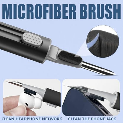【1 Pack】 Cleaner Kit for Airpods 4 Case 2024,Cleaning Kit Pen Shape with Soft Brush Flocking Sponge Tool for Bluetooth Earphones Headphones Charging Case,Phone,Camera andComputer(Black) - color: B2-Black